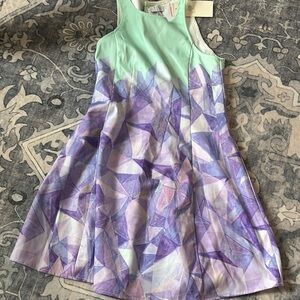 Mint and Purple Geometric Kids Dress